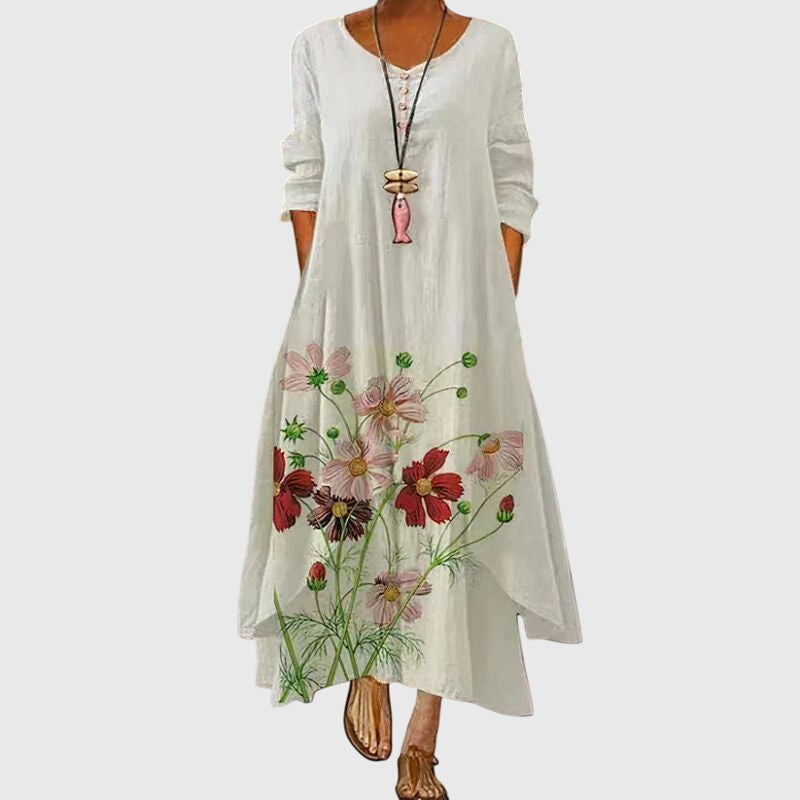 Alexandra - Ladies Summer Long Sleeve Printed Maxi Dress