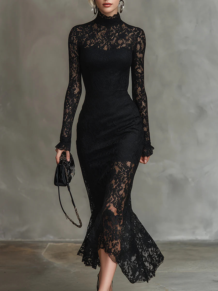 Veronica | Black Lace Maxi Dress