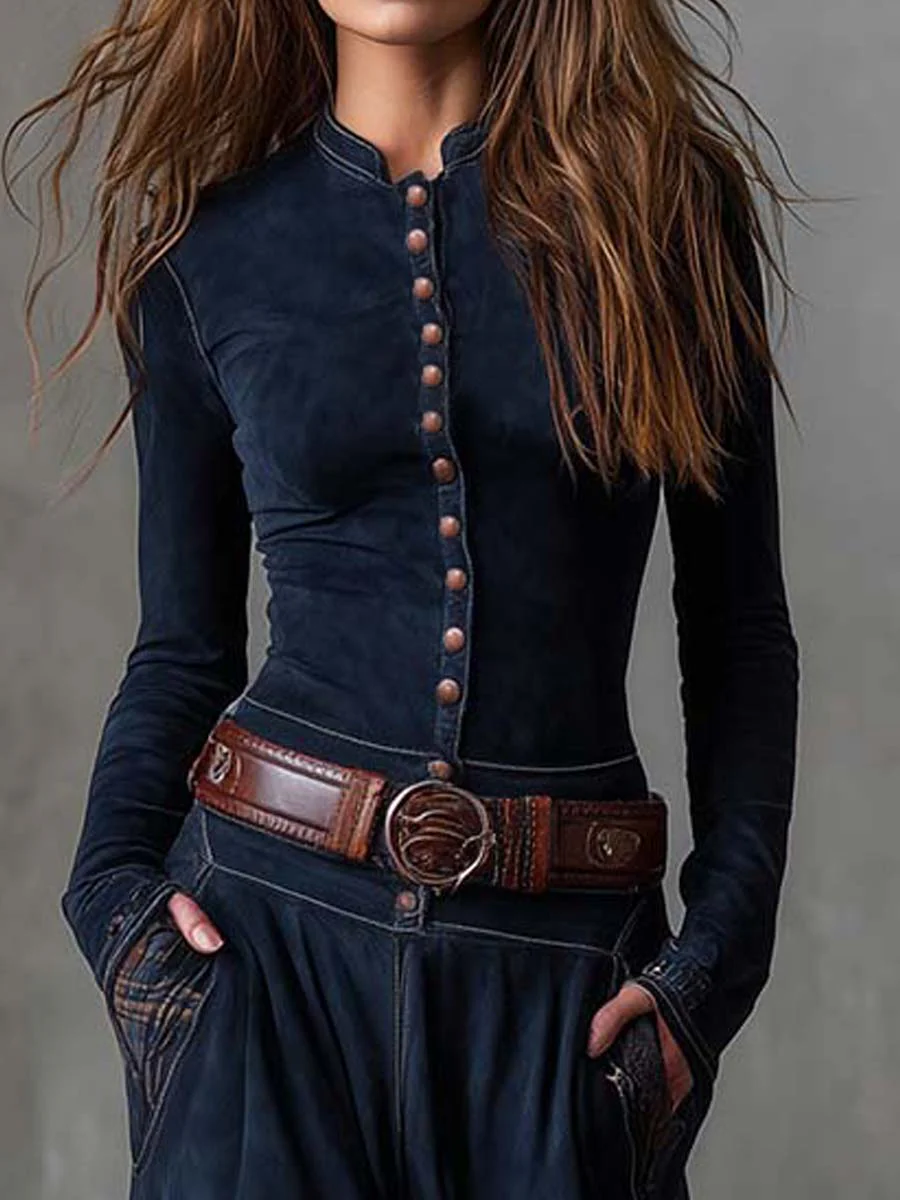 Avery™ Plaid Paneled Vintage Suede Maxi Dress(with free belt)