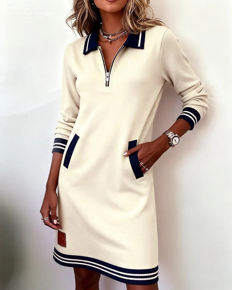 Sandy™ Chic Long Sleeve Cotton Dress